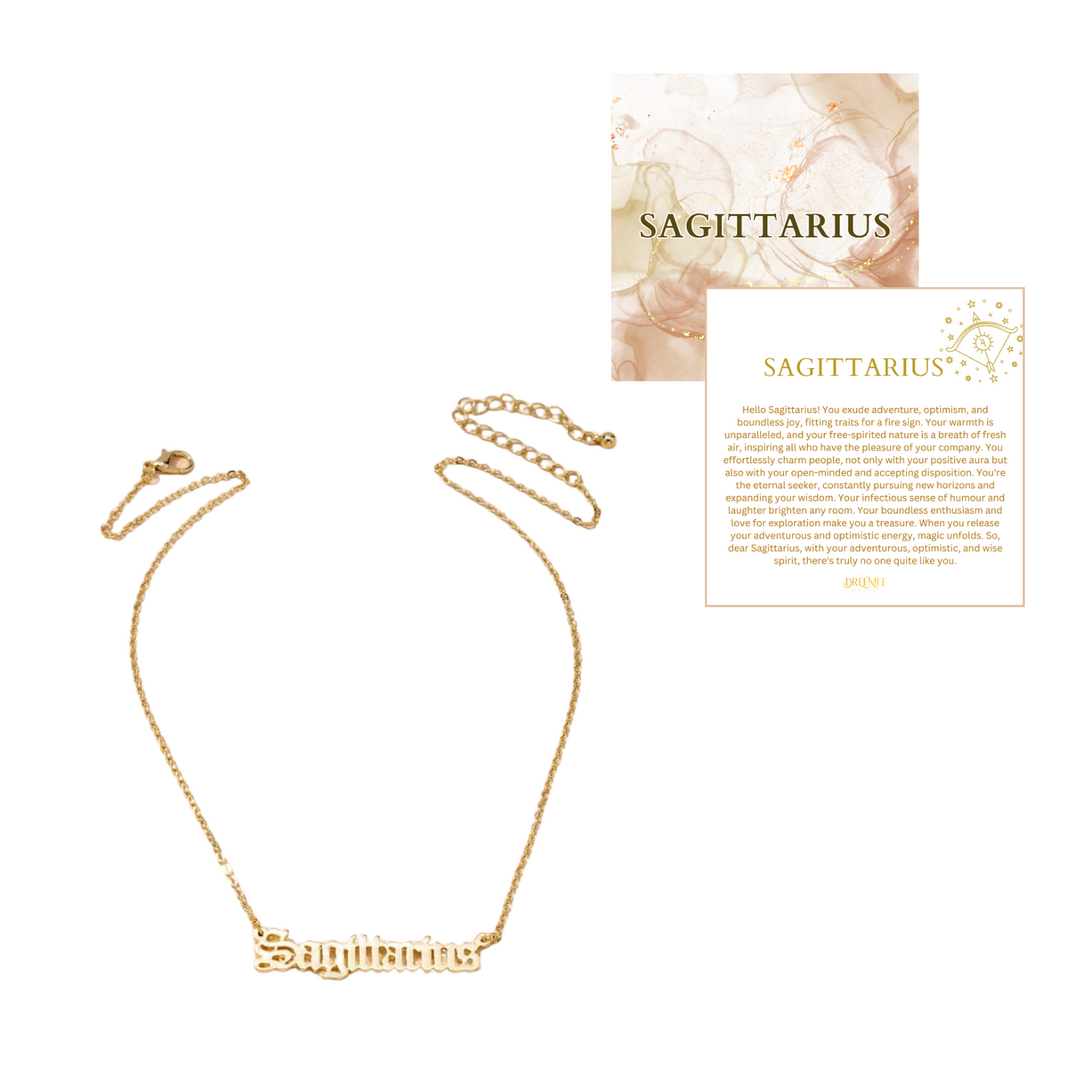 SAGITTARIUS NECKLACE WITH AFFIRMATION NOTE